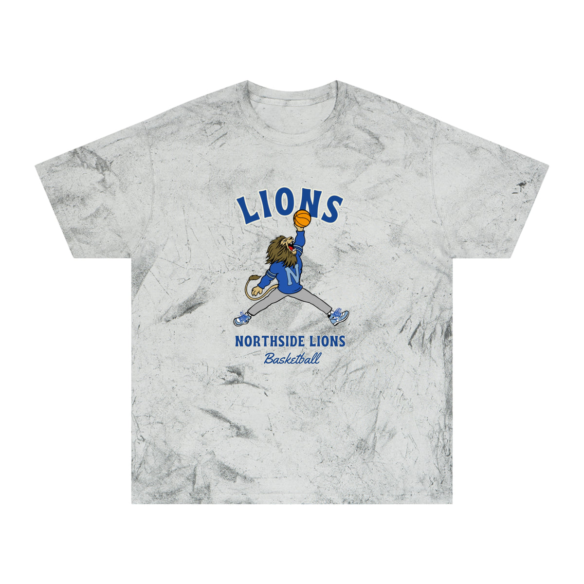 Northside Lions Retro Lion Basketball T-Shirt — Color Blast Marble Tee