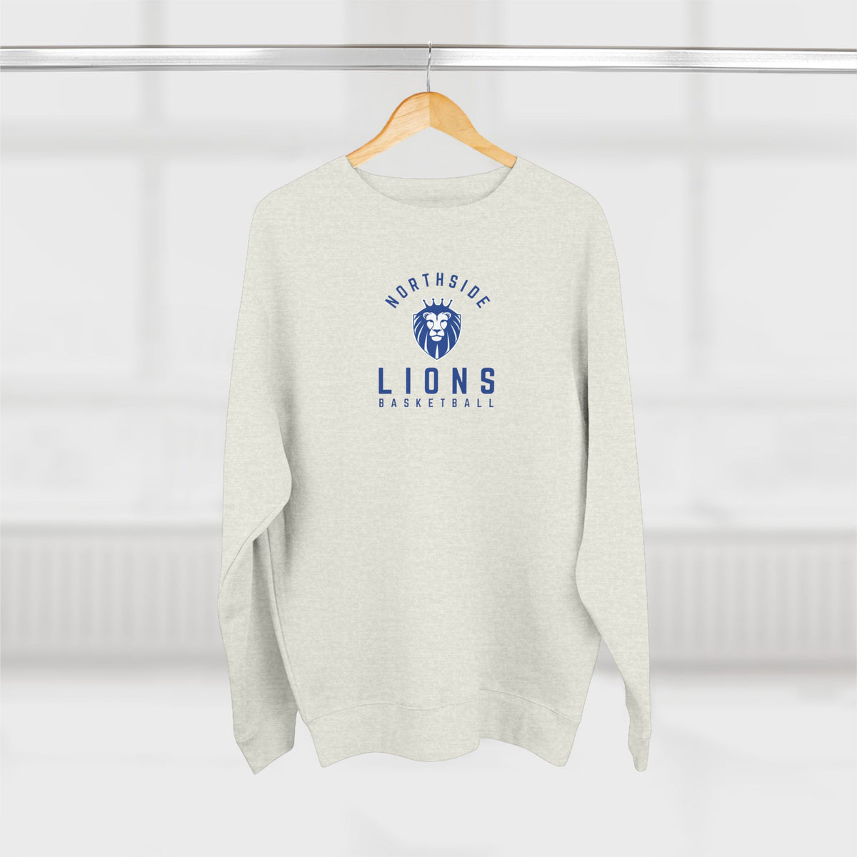 Gender Neutral Lions Crest Crewneck Sweatshirt - Blue Font