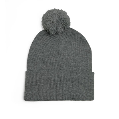 Embroidered Pom-Pom Knit Cap — Blue & Grey Lions Basketball Beanie
