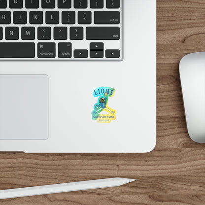 Retro Lion Holographic Die-Cut Sticker