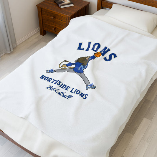 Retro Lion Basketball Velveteen Plush Blanket