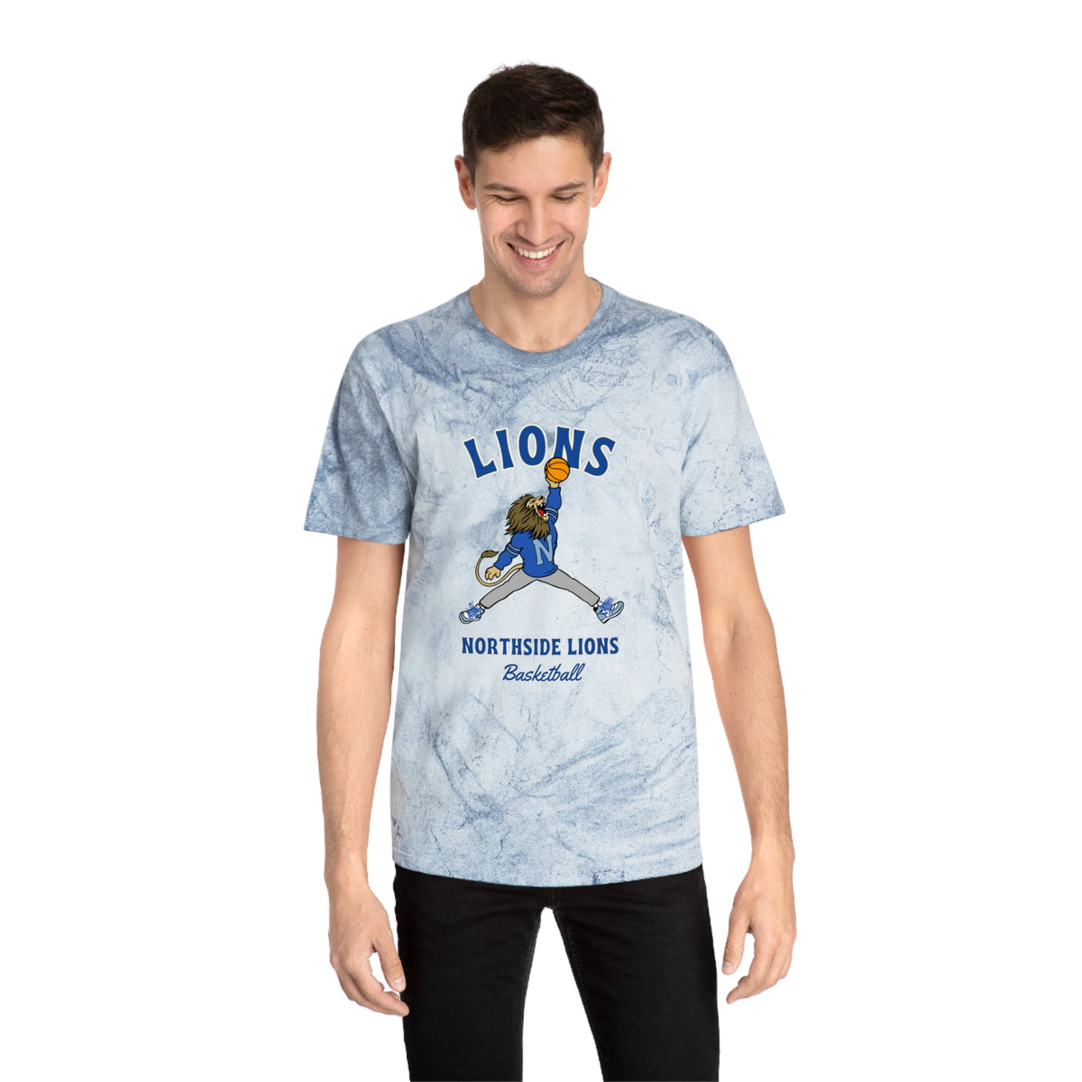 Northside Lions Retro Lion Basketball T-Shirt — Color Blast Marble Tee